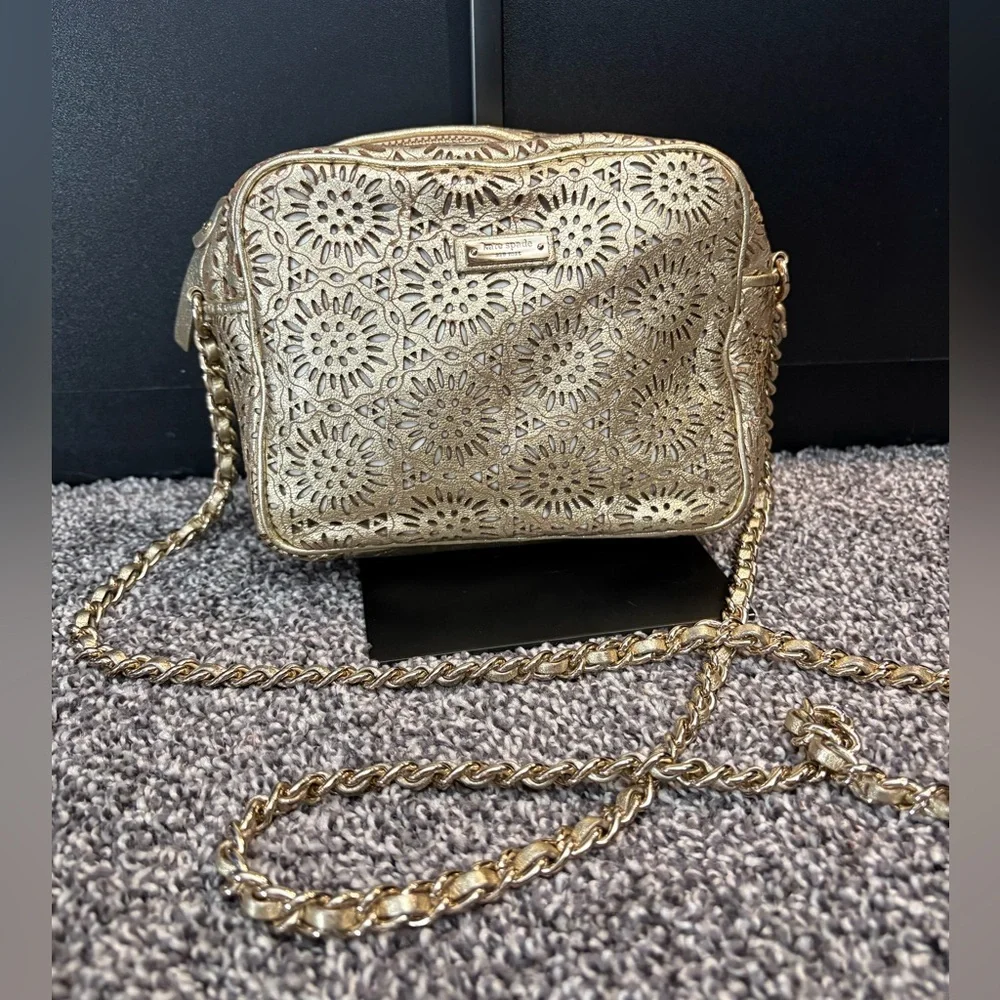 kate spade Gold Laser-Cut Crossbody Bag - Picture 2 of 12